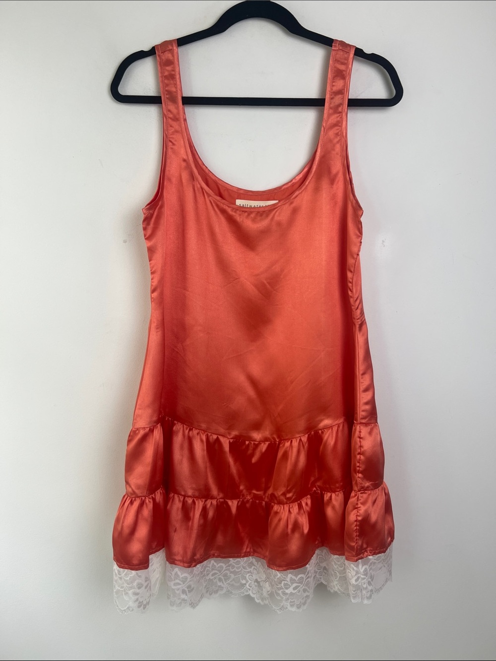NWOT‎ Anthropologie Saltwater Luxe Small Coral Vintage Inspired Satin Slip Dress